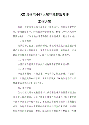 XX县住宅小区人居环境整治考评工作方案 .docx