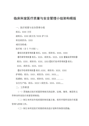 临床科室医疗质量与安全管理小组架构模版(含架构图).docx