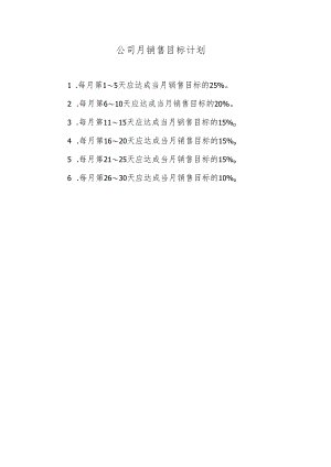 公司月销售目标计划.docx