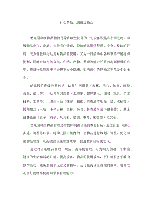 什么是幼儿园班级物品.docx
