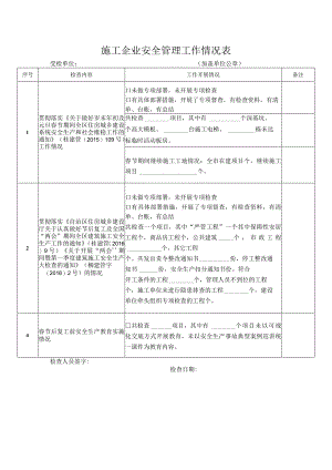 施工企业安全管理工作情况表.docx