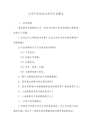 公司产品动态分析与计划要点.docx