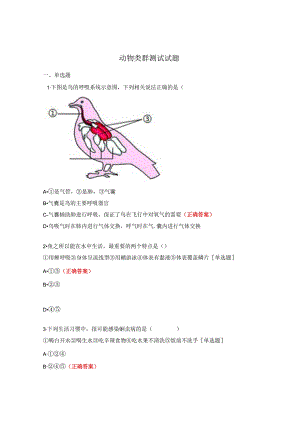 动物类群测试试题.docx