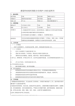 感染性疾病科预检分诊护士岗位说明书.docx
