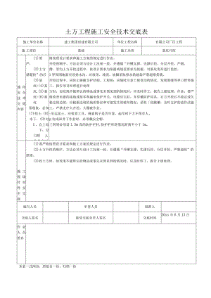 土方工程施工安全技术交底表.docx