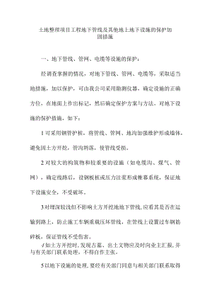 土地整理项目工程地下管线及其他地上地下设施的保护加固措施.docx