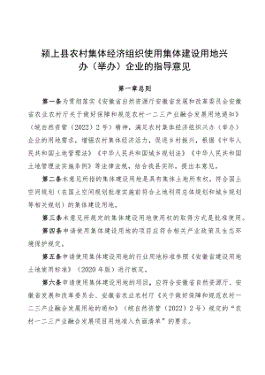 农村集体经济组织使用集体建设用地兴办（举办）企业的指导意见.docx
