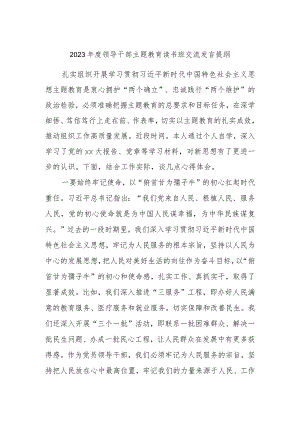 2023年度领导干部主题教育读书班交流发言提纲模板.docx