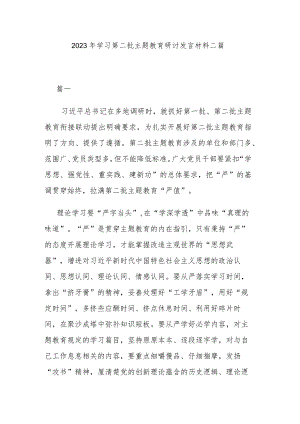 2023年学习第二批主题教育研讨发言材料二篇.docx