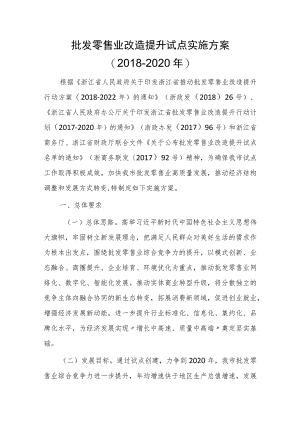 批发零售业改造提升试点实施方案（2018-2020年）.docx