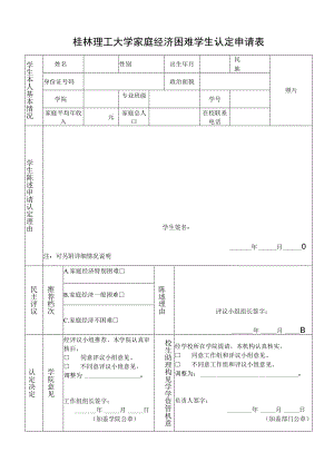 照片附2桂林理工大学家庭经济困难学生认定申请表.docx