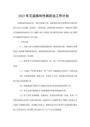 2023年艾滋病和性病防治工作计划.docx