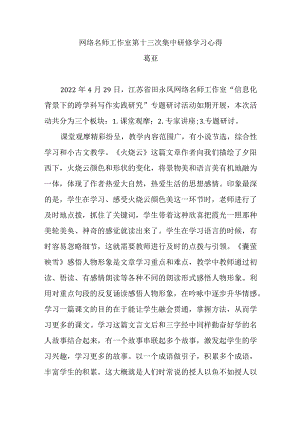 网络名师工作室第十三次集中研修学习心得.docx