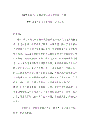 2023年第二批主题教育研讨发言材料(二篇).docx