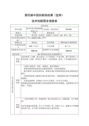 第四届中国创新挑战赛宜宾技术创新需求调查表.docx