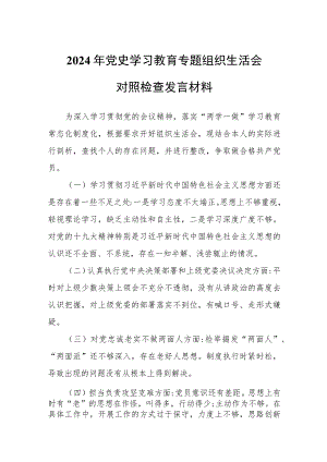 2024年主题教育专题组织生活会对照检查发言材料.docx