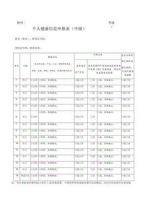 考场号个人健康信息申报表中级.docx