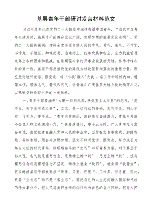 基层青年干部研讨发言材料年轻.docx