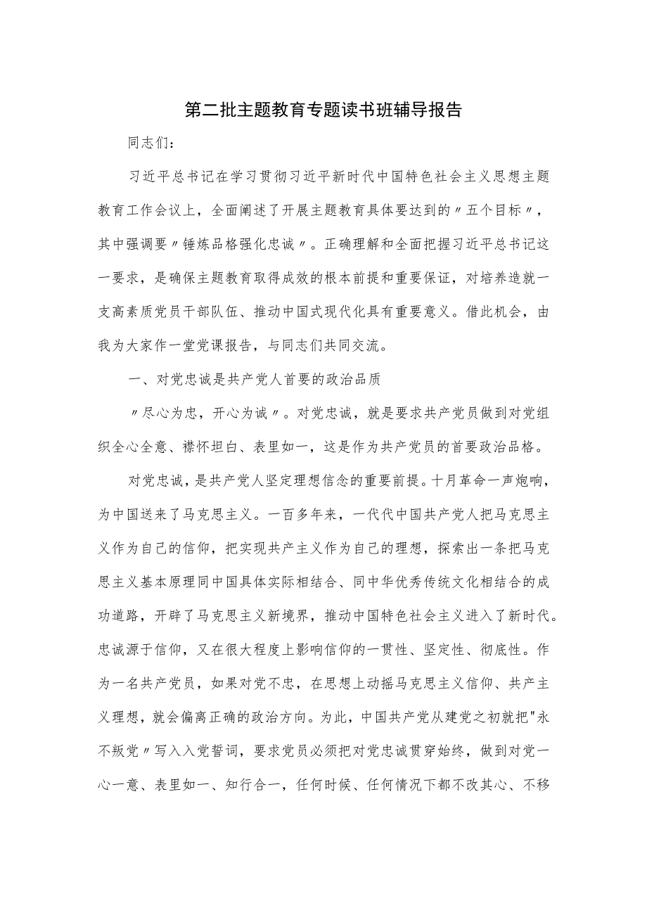 第二批主题教育专题读书班辅导报告.docx_第1页