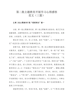 第二批主题教育开展学习心得感悟范文（三篇）.docx