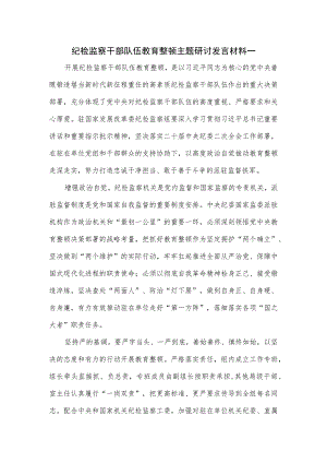 纪检监察干部队伍教育整顿主题研讨发言材料一.docx