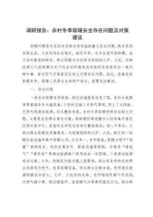 调研报告：农村冬季取暖安全存在问题及对策建议.docx