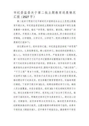 市纪委监委关于第二批主题教育进展情况汇报.docx