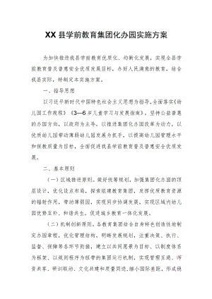 XX县学前教育集团化办园实施方案.docx