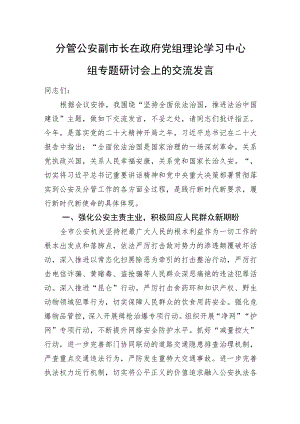 分管公安副市长在政府党组理论学习中心组专题研讨会上的交流发言.docx