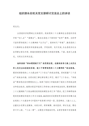 组织部长在机关党支部研讨交流会上的讲话.docx