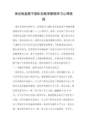 纪检监察干部队伍教育整顿学习心得感悟.docx
