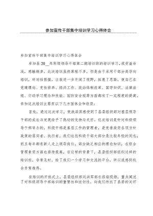 参加宣传干部集中培训学习心得体会.docx