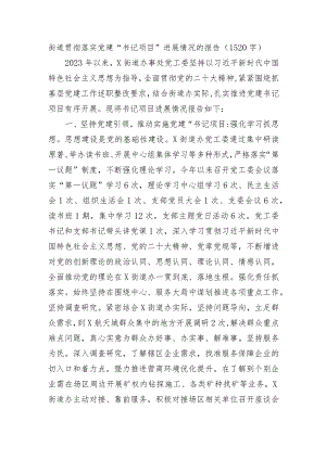 街道贯彻落实党建“书记项目”进展情况的报告.docx
