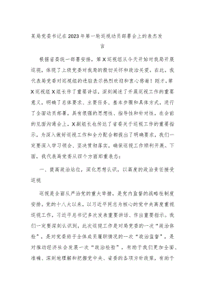 某局党委书记在2023年第一轮巡视动员部署会上的表态发言 .docx