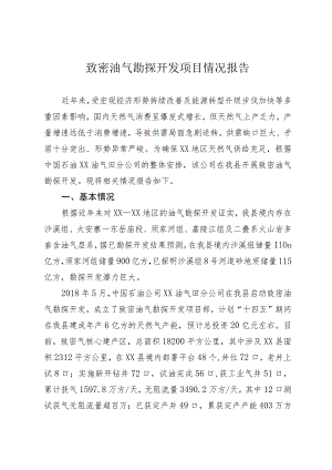 致密油气勘探开发项目情况报告.docx
