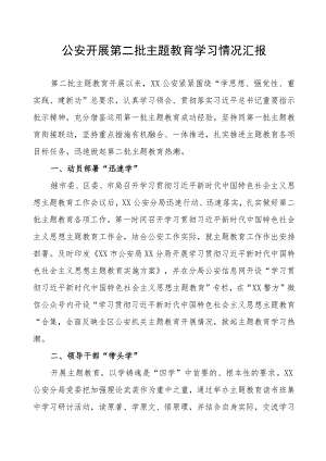 公安开展第二批主题教育学习情况汇报.docx