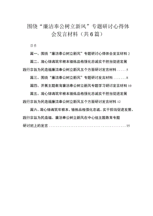 2023围绕“廉洁奉公树立新风”专题研讨心得体会发言材料【六篇精选】供参考.docx