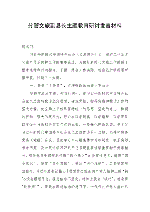 副县长2023年第二批主题教育研讨发言材料（分管文旅工作）.docx