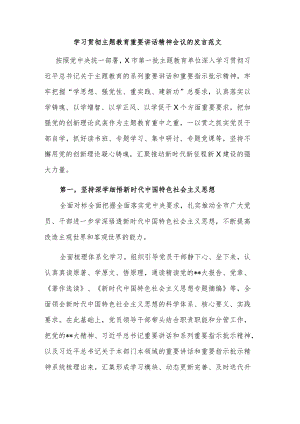 学习贯彻主题教育重要讲话精神会议的发言范文.docx