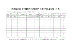 陕西省2023年农村特岗计划拟聘人员基本情况登记表样表.docx