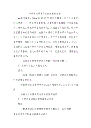 一级医院评审存在问题整改报告1.docx