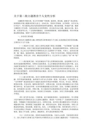 关于第二批主题教育个人党性分析.docx