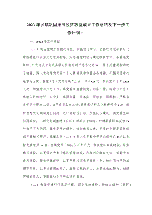 2023年乡镇巩固拓展脱贫攻坚成果工作总结及下一步工作计划.docx