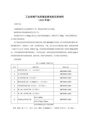 工业硫磺产品质量监督抽查实施细则（2023年版）.docx