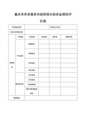 重庆市养老服务市级财政补助资金绩效评价表.docx