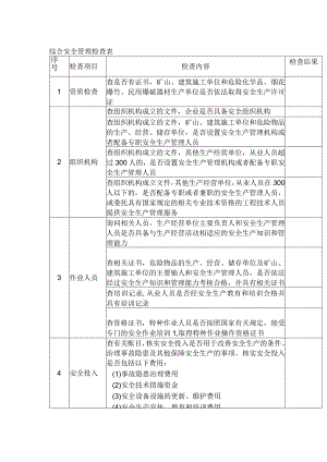 矿山综合安全管理检查表.docx