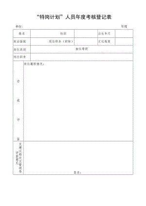 “特岗计划”人员年度考核登记表.docx