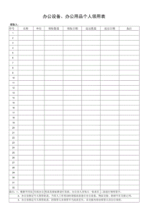 办公设备、办公用品个人领用表.docx