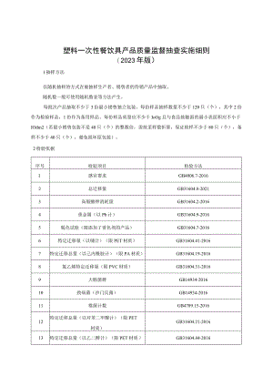 塑料一次性餐饮具产品质量监督抽查实施细则（2023年版）.docx
