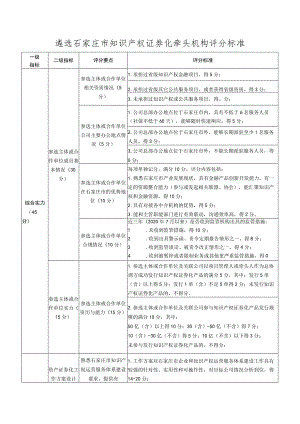 遴选石家庄市知识产权证券化牵头机构评分标准.docx